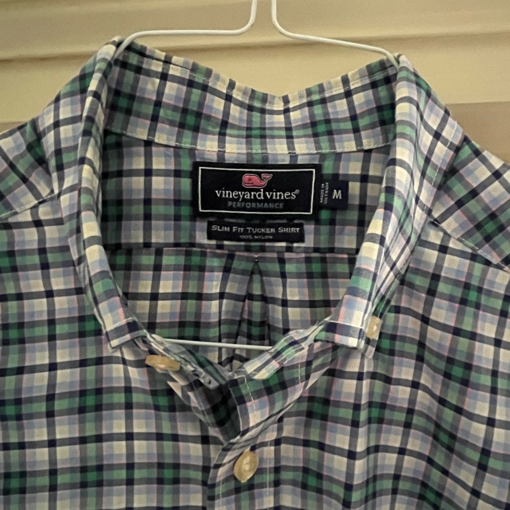 Vineyard Vines Men's Slim Fit Tucker Shirt - Blue & Green Plaid Sz Medium
